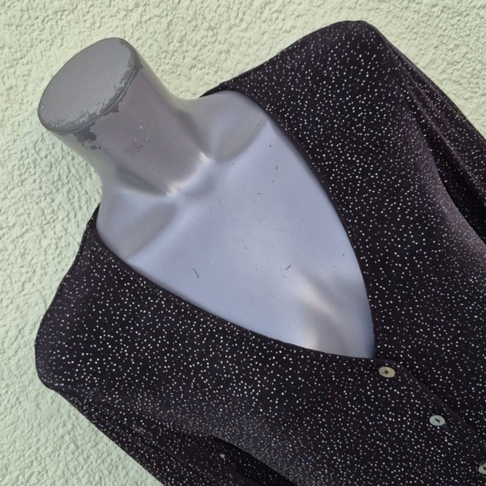 Rabbit Rabbit Rabbit Designs Ladies Black Knit Sequins Accented Button Down Top - Picture 15 of 17